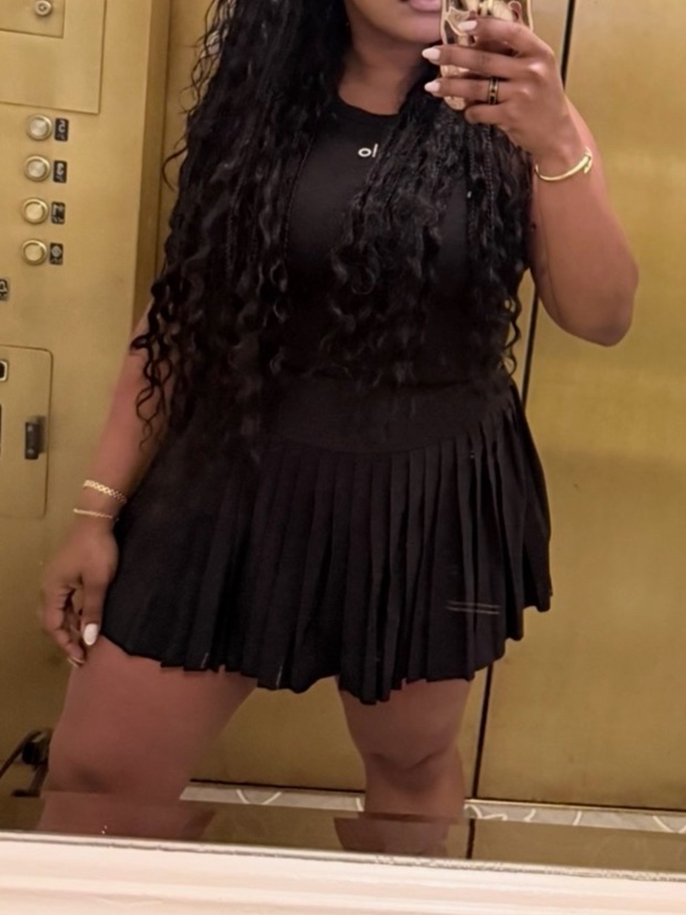 CRZ YOGA Black Pleated Mini Skirt